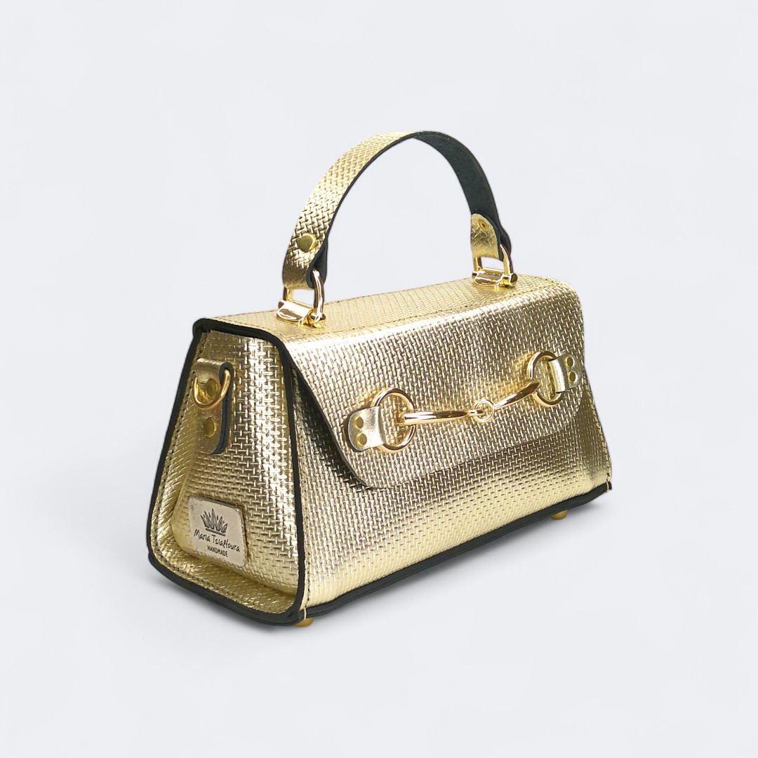 CLARA champagne straw leather bag