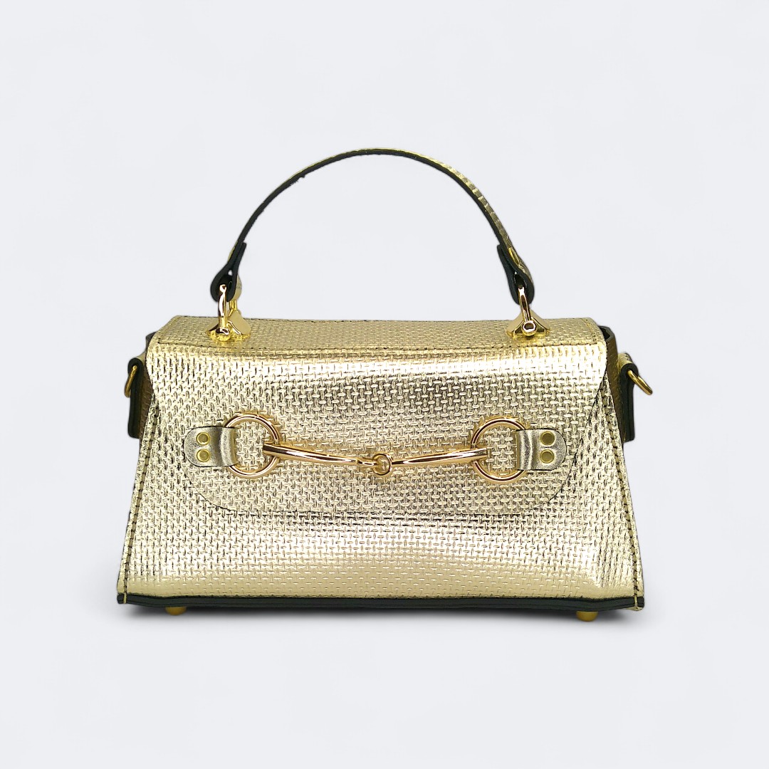 CLARA champagne straw leather bag