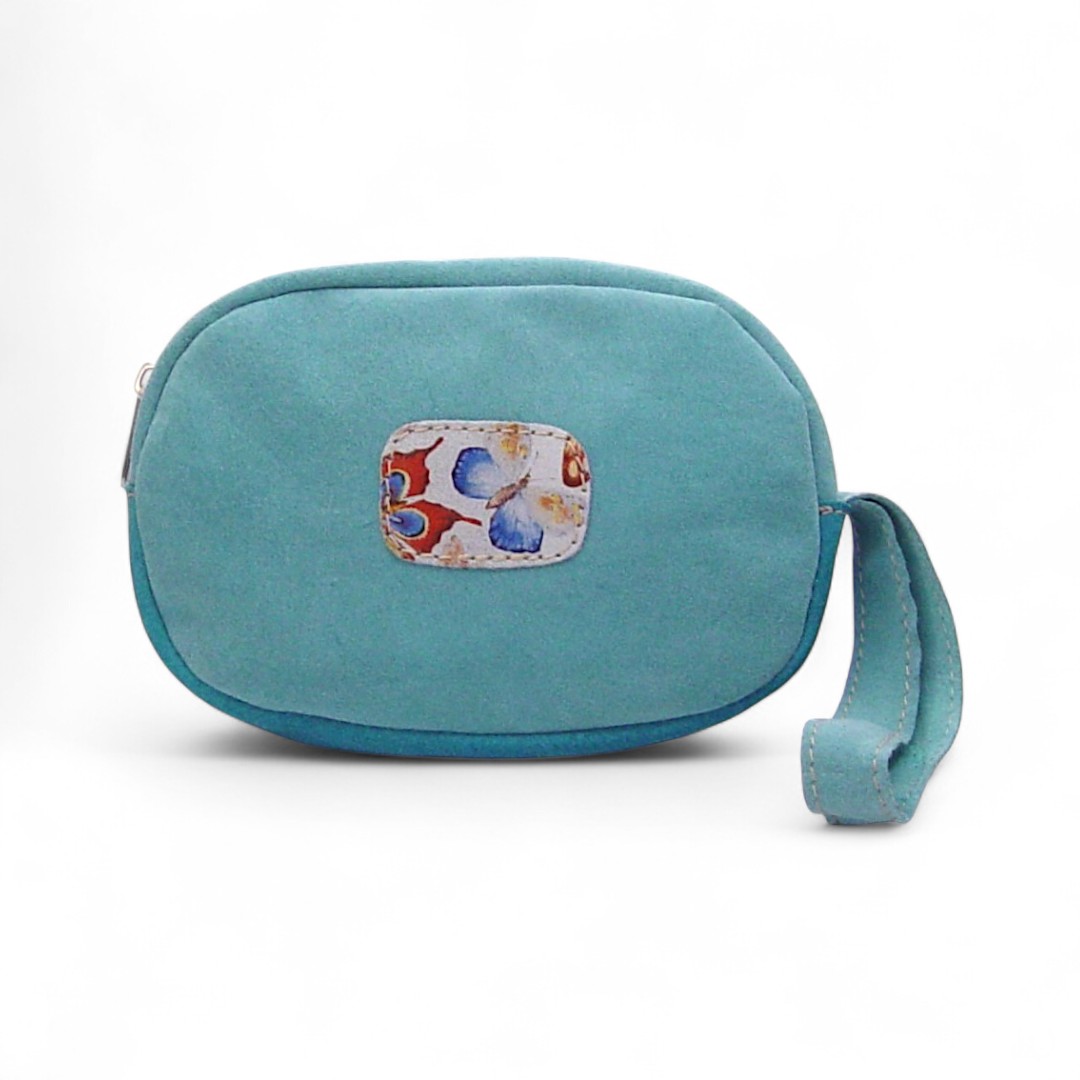 Turquoise suede leather bag RUBY