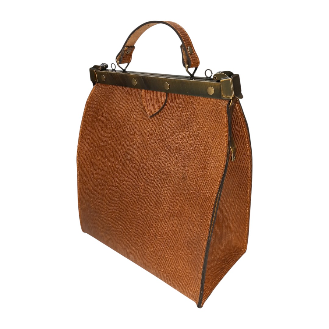 Ταμπά δερμάτινη frame bag EVELYN με ανάγλυφο σχέδιο