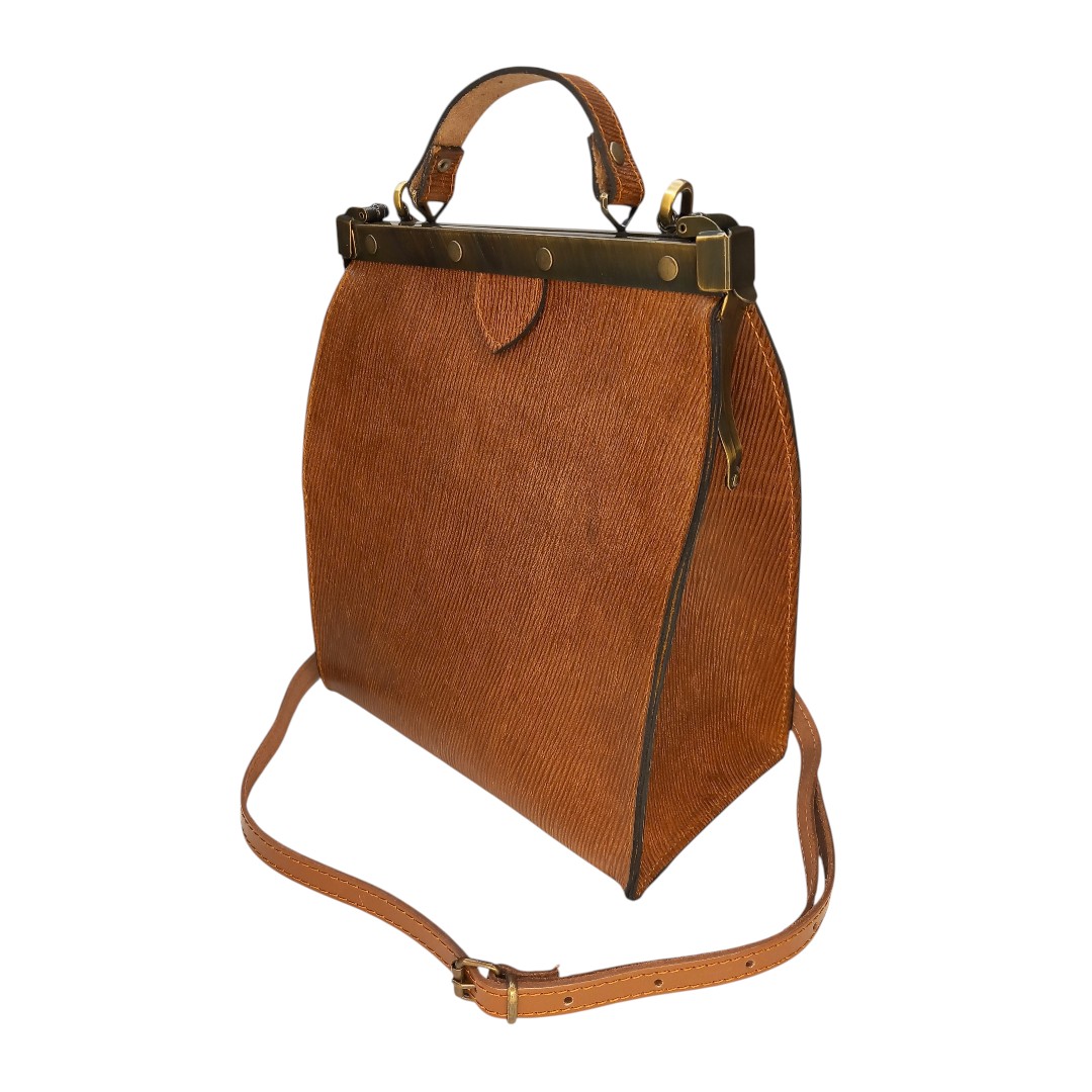 Ταμπά δερμάτινη frame bag EVELYN με ανάγλυφο σχέδιο