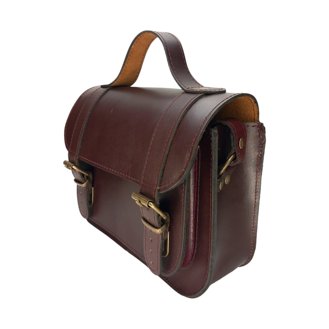 Purple EVA leather satchel bag with adjustable strap