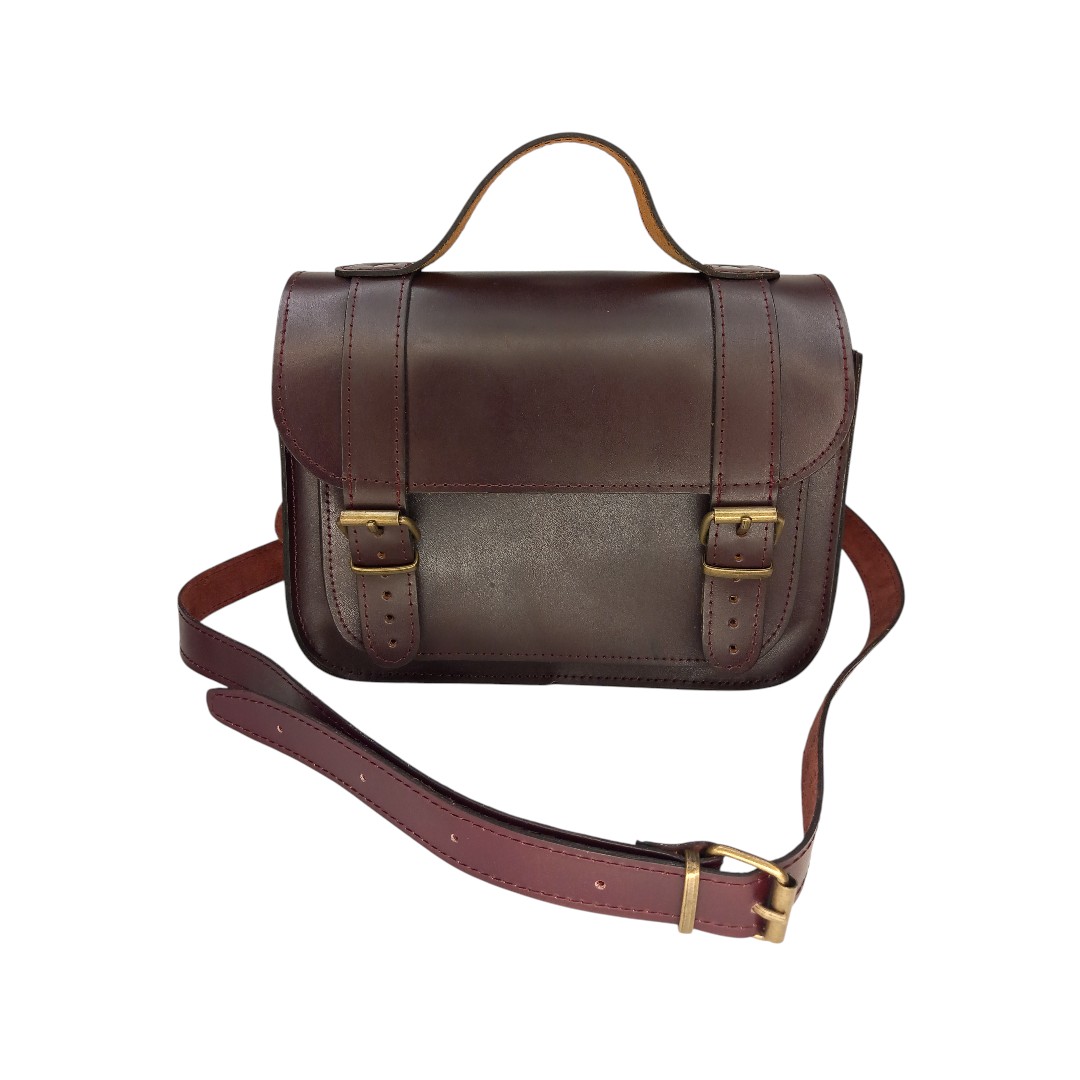 Purple EVA leather satchel bag with adjustable strap