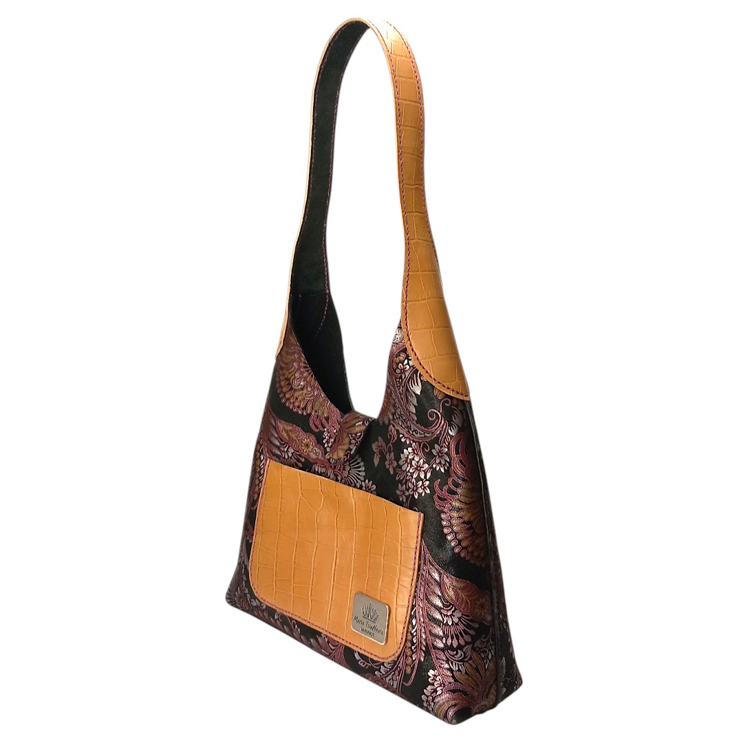 Baroque leather shoulder bag MAYA made of genuine leather