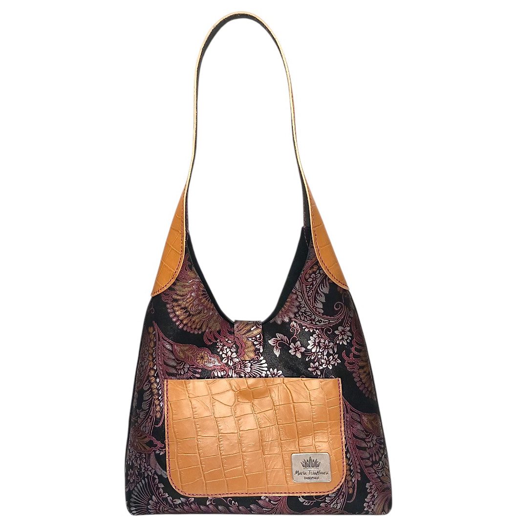 Baroque leather shoulder bag MAYA made of genuine leather