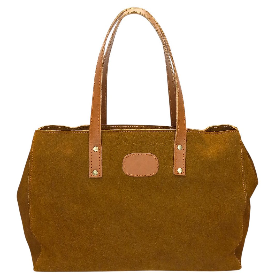 Cigar brown leather shopper LENA made of genuine suede