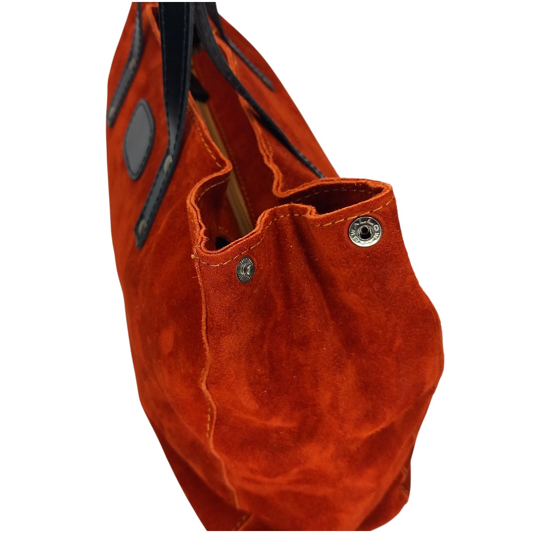 Terracotta δερμάτινη shopper τσάντα LENA από γνήσιο καστόρι