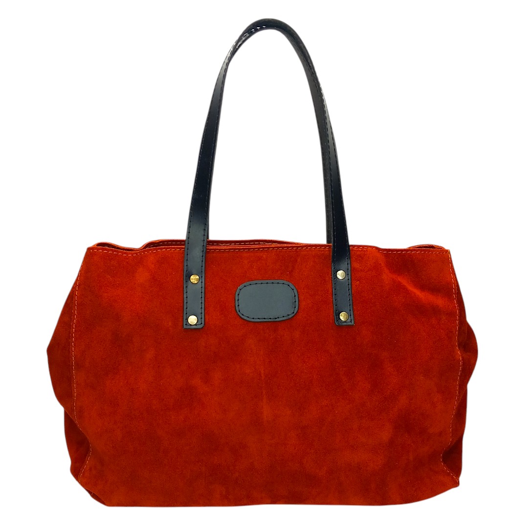 Terracotta δερμάτινη shopper τσάντα LENA από γνήσιο καστόρι