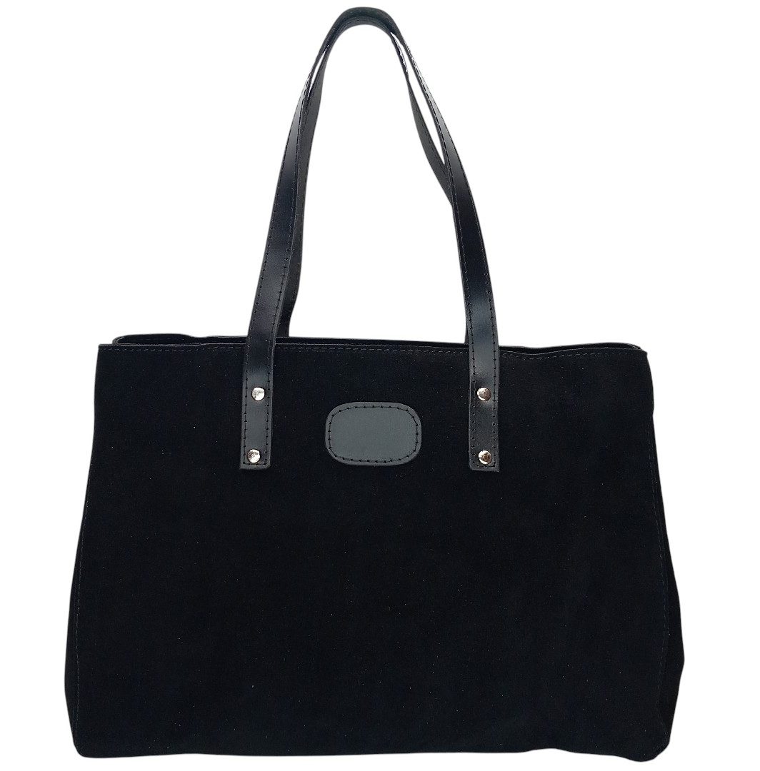 Black leather shopper bag LENA made of genuine suede