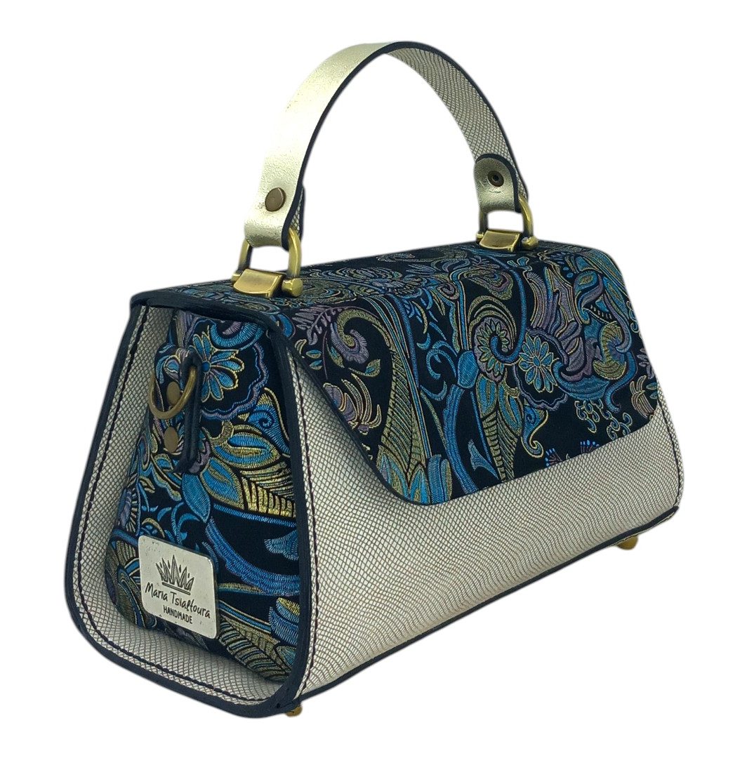 CLARA ivory snake print με μαύρο baroque καπάκι