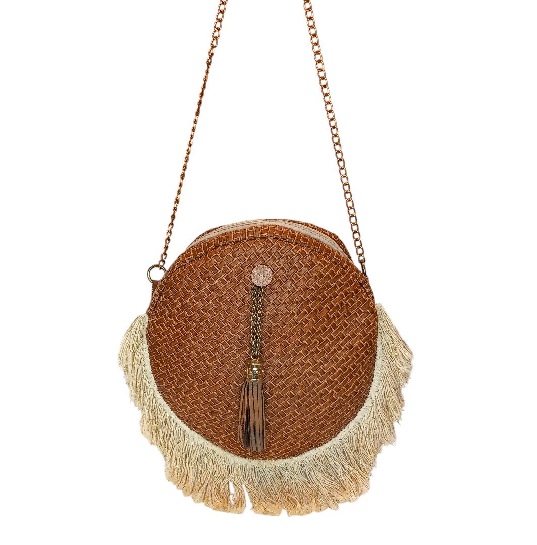 ISLA -  Round Woven Boho Crossbody Bag