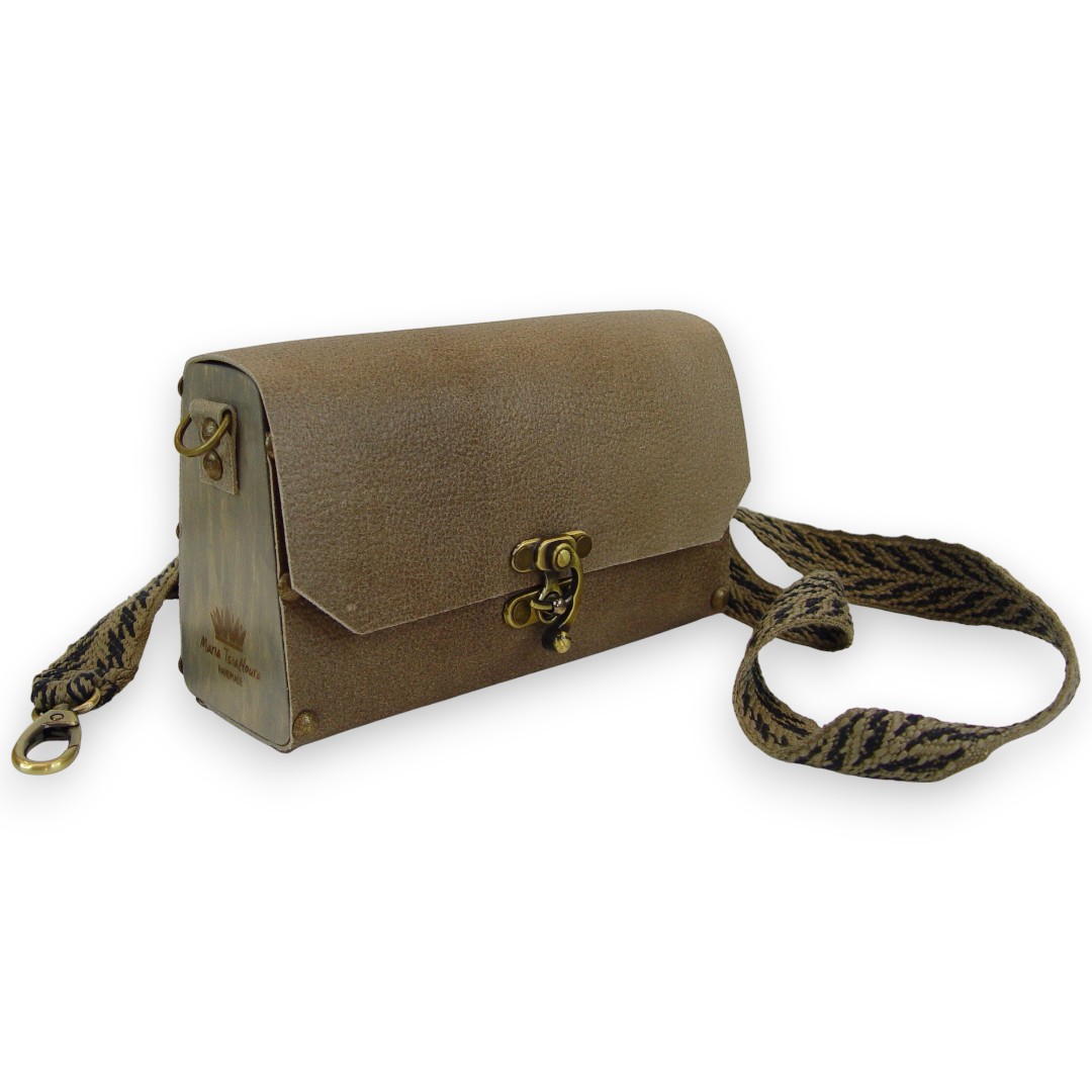 SELENE – Mini Box Crossbody Bag - Taupe - Image 2