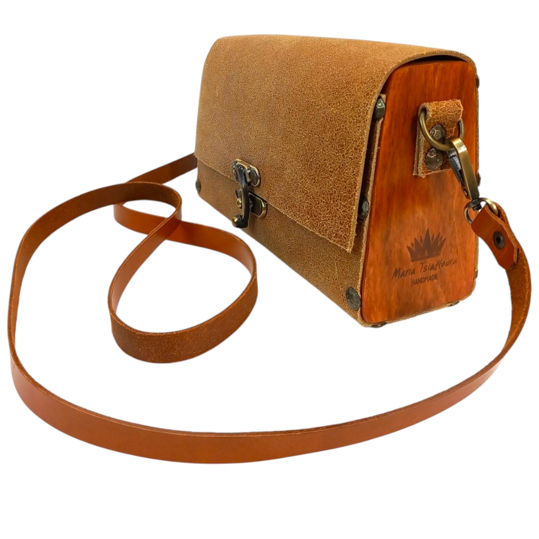 SELENE – Mini Box Crossbody Bag – Camel - Image 2