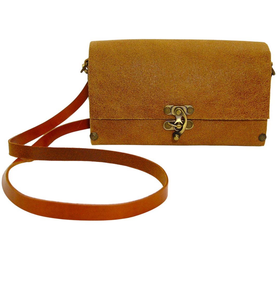 SELENE – Mini Box Crossbody Bag – Camel