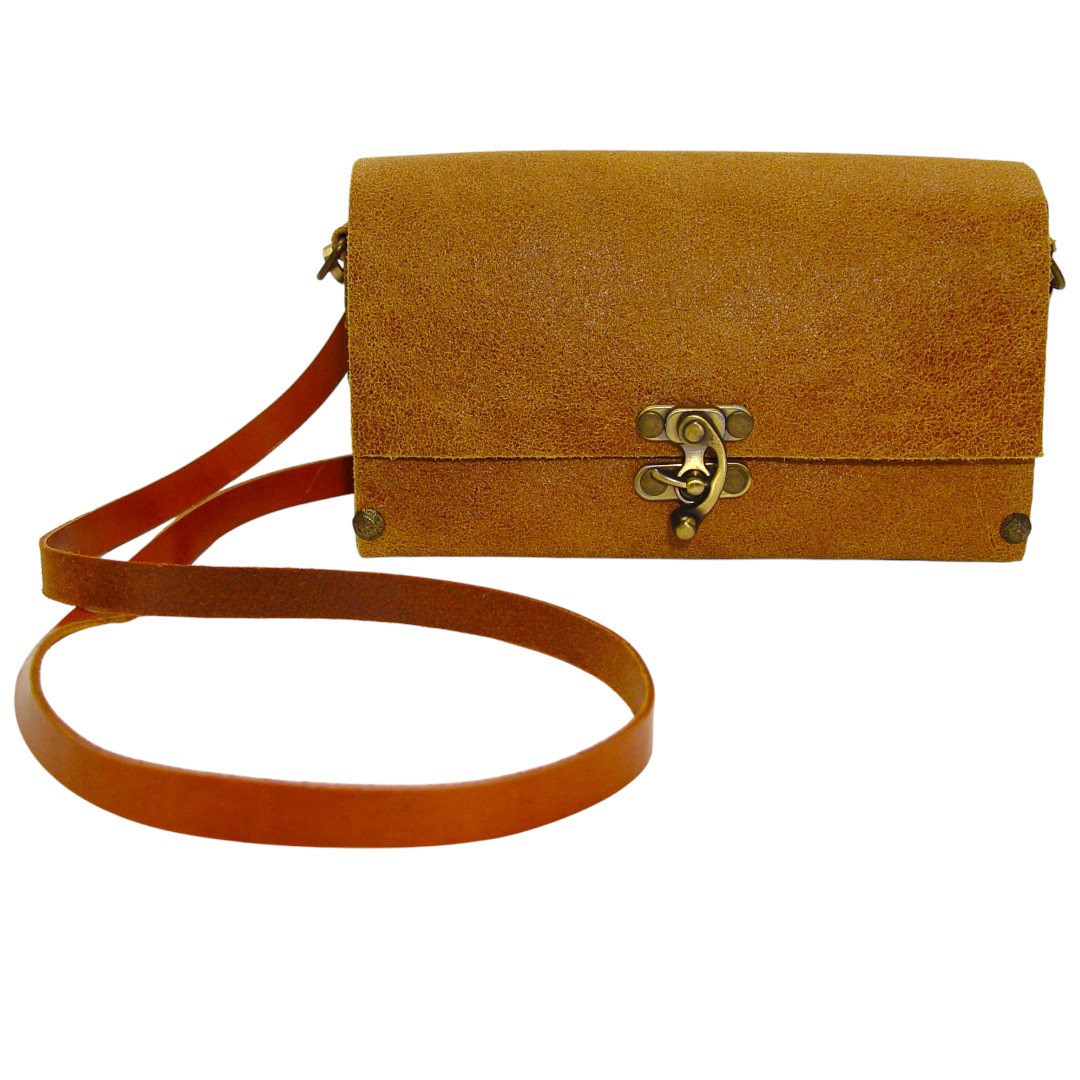 SELENE – Mini Box Crossbody Bag – Camel